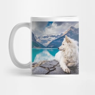 White Wolf Relaxing By A Lake Mug